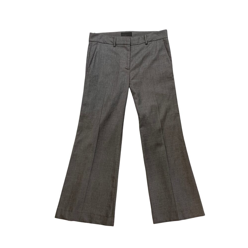 Nili Lotan Pants Womens 6 Graphite Virgin Wool Flat Front Wide Leg Dress Trouser